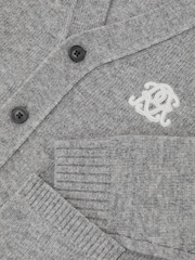 Reiss Soft Grey Melange Norris 13-14 yrs Monogram Relaxed Wool-Blend Cardigan - Image 5 of 5