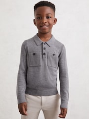 Reiss Grey Melange Rectory Polo Shirt - Image 3 of 4