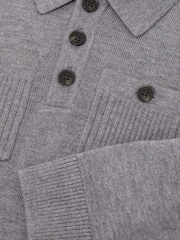 Reiss Grey Melange Rectory Polo Shirt - Image 4 of 4