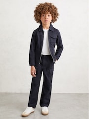 Reiss Navy Alpine 13-14 yrs Cotton Wide-Leg Cargo Trousers - Image 3 of 6