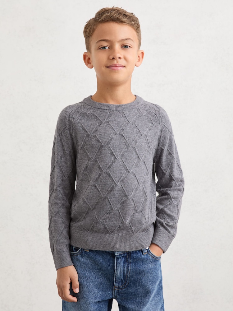Reiss Grey Melange Mansion Jumper - Image 1 of 4 Reiss Grey Melange Mansion Jumper - Image 1 of 4