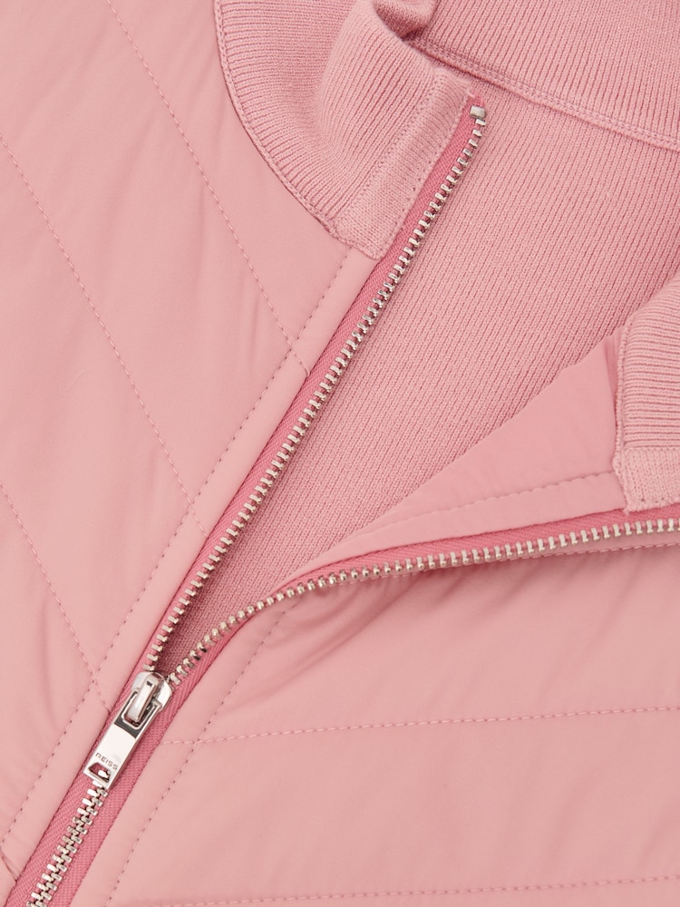 Reiss Pink Hansel Hybrid Quilted Knit Jacket - Image 5 of 5 Reiss Pink Hansel Hybrid Quilted Knit Jacket - Image 5 of 5