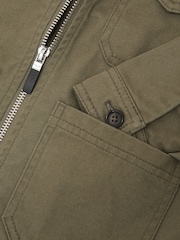 Reiss Khaki Nevis 13-14 yrs Cotton Zip-Through Utility Jacket - Image 5 of 5