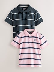 Superdry Navy/Pink Polo Shirts 2 Pack - Image 1 of 7
