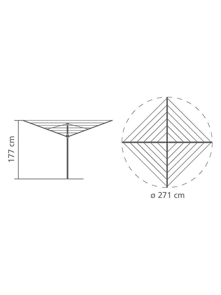 Brabantia Metallic Grey Rotary Airer Essential with Ground Tube - Image 6 of 6