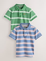 Superdry Green/Blue Polo Shirts 2 Pack - Image 1 of 8
