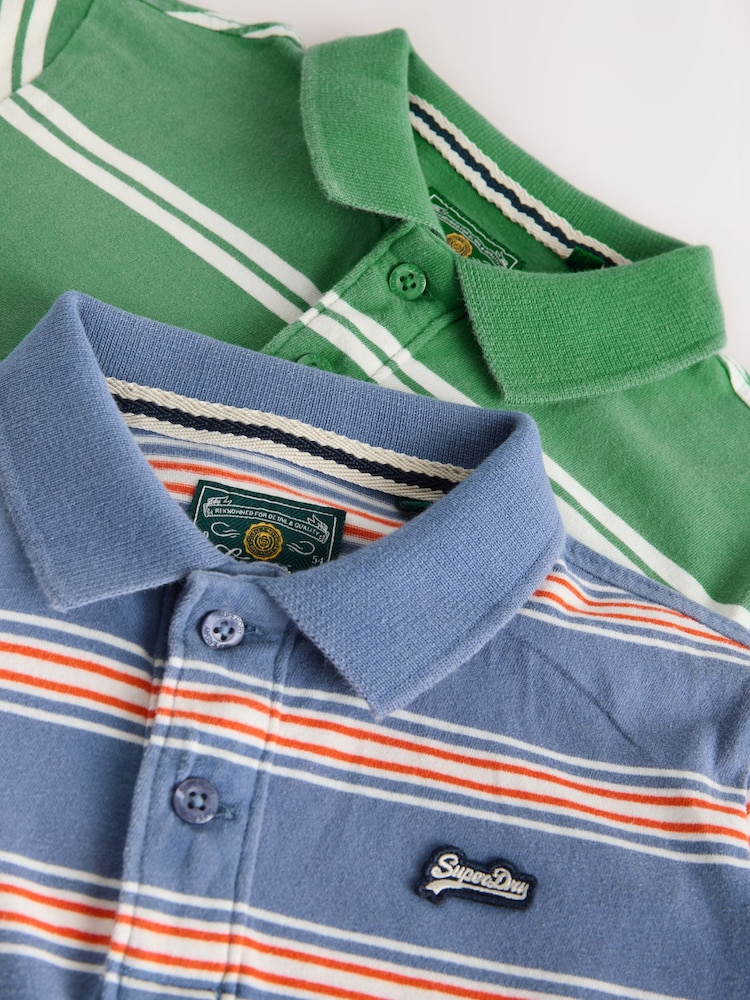 Superdry Green/Blue Polo Shirts 2 Pack - Image 8 of 8 Superdry Green/Blue Polo Shirts 2 Pack - Image 8 of 8