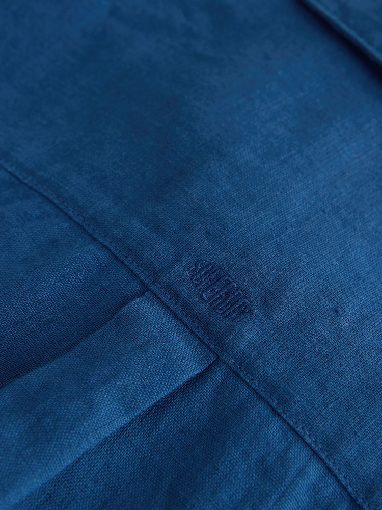 Superdry Blue Linen Shirt - Image 9 of 9