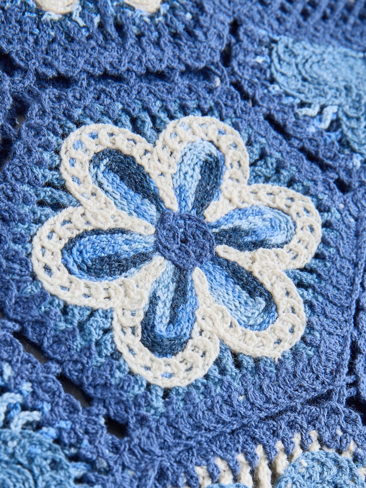 Blue Multi Crochet Knit Floral Tank - Image 2 of 3