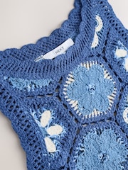 Blue Multi Crochet Knit Floral Tank - Image 3 of 3