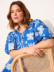 コバルト - Lipsy Cotton Holiday Floral Midi Dress - 画像 2 / 4