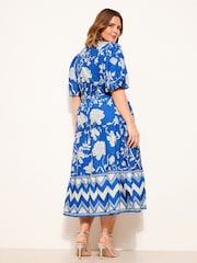 コバルト - Lipsy Cotton Holiday Floral Midi Dress - 画像 4 / 4