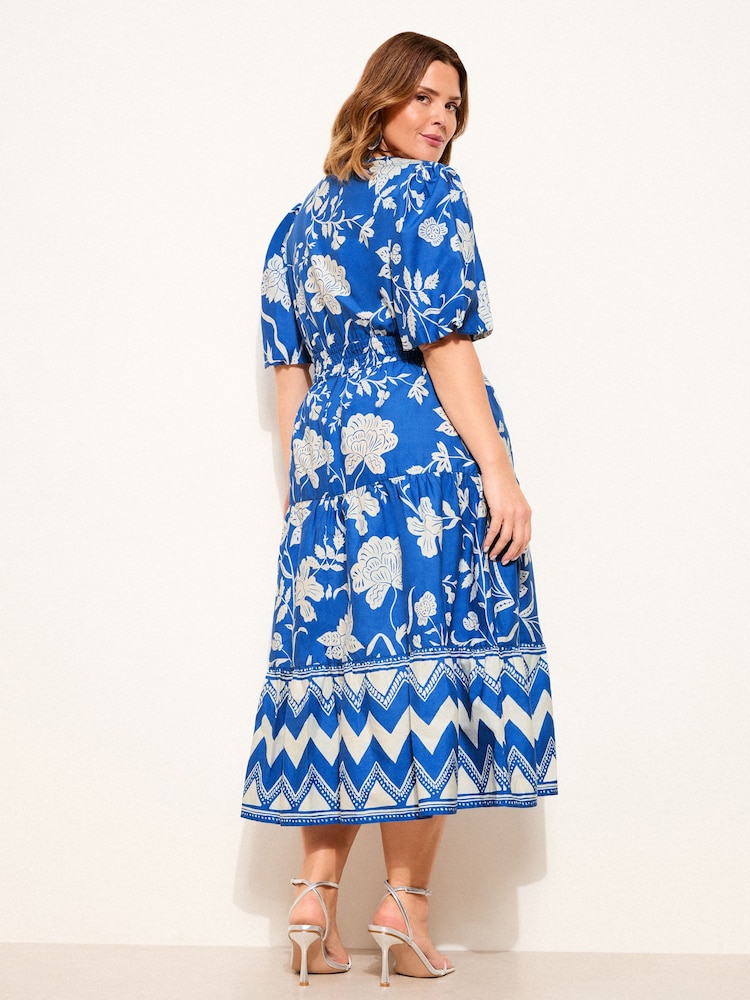 コバルト - Lipsy Cotton Holiday Floral Midi Dress - 画像 4 / 4