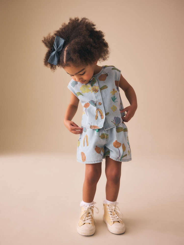 Denim Red Ladybug Print Sleeveless Top & Shorts Set (3mths-7yrs) - Image 2 of 4