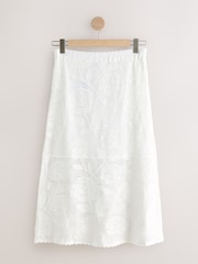White Floral Crochet Cotton Rich Midi Skirt - Image 6 of 8