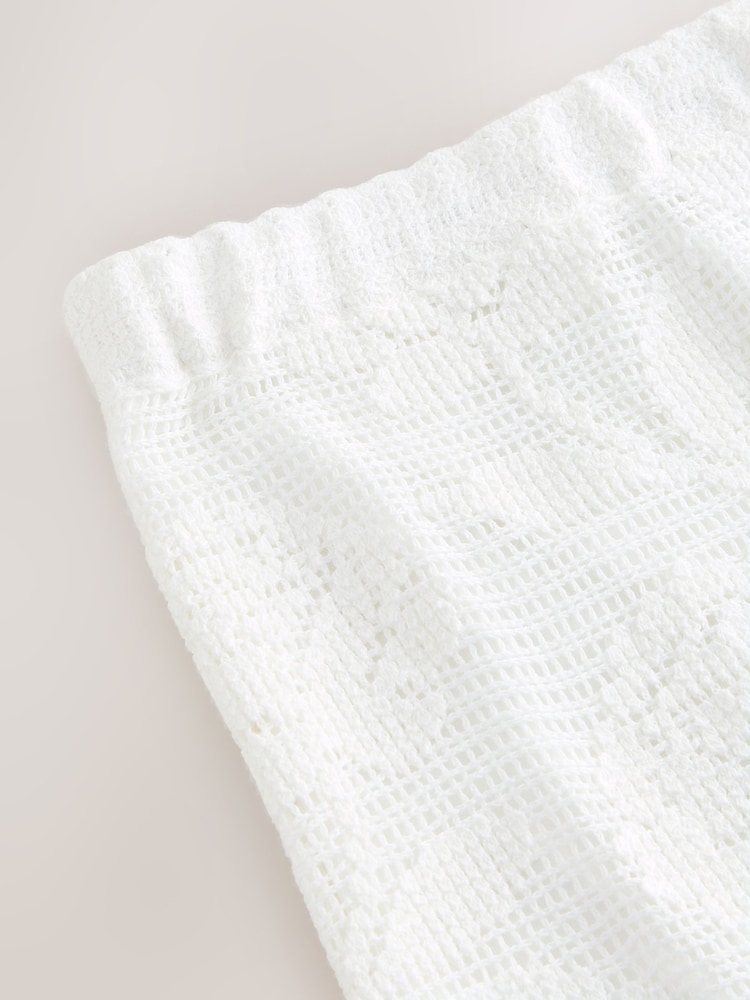 White Floral Crochet Cotton Rich Midi Skirt - Image 8 of 8