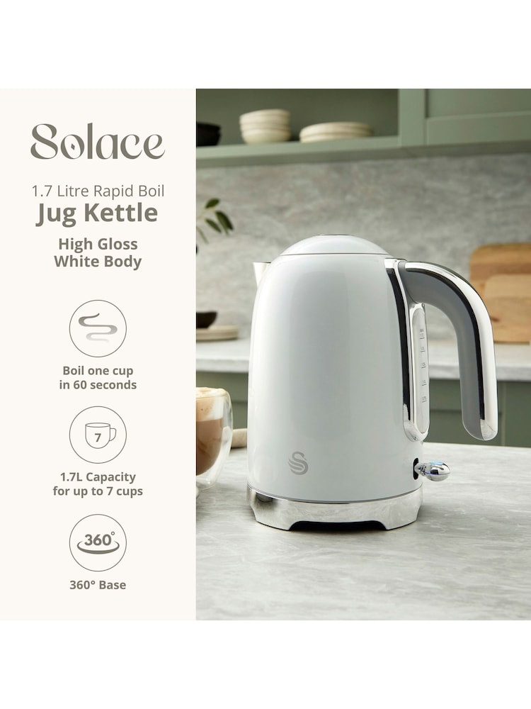 Swan White Solace Cordless 1.7L Kettle - Image 2 of 6 Swan White Solace Cordless 1.7L Kettle - Image 2 of 6