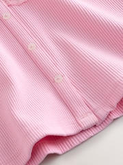 Pink V-Neck Ribbed Lace Trim Vest - Image 8 of 8