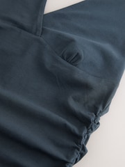 Blue Ruched Side Halter Neck Sleeevless Top - Image 6 of 7