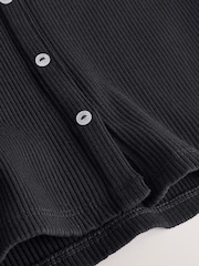 Black V-Neck Ribbed Lace Trim Vest - Image 7 of 8