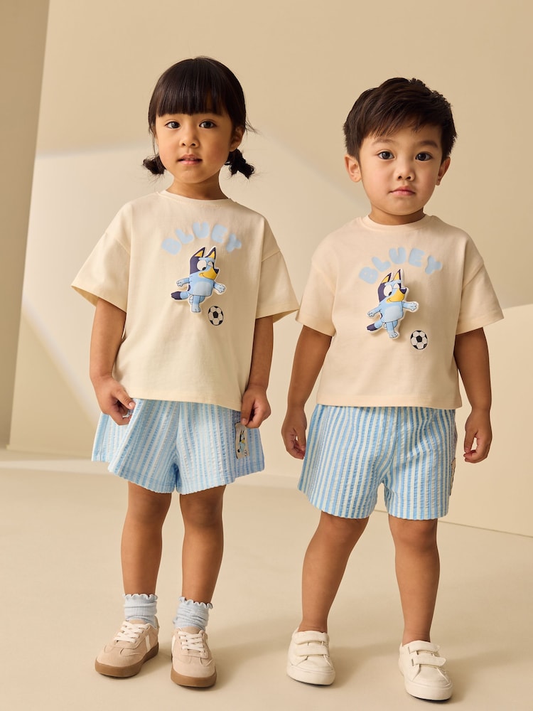 Ecru White Bluey Football Shorts Set (12mths-7yrs) - Image 1 of 6