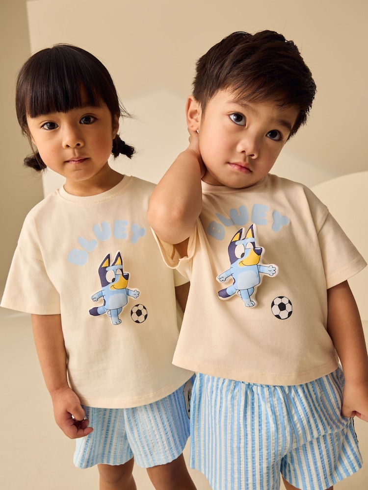 Ecru White Bluey Football Shorts Set (12mths-7yrs) - Image 2 of 6