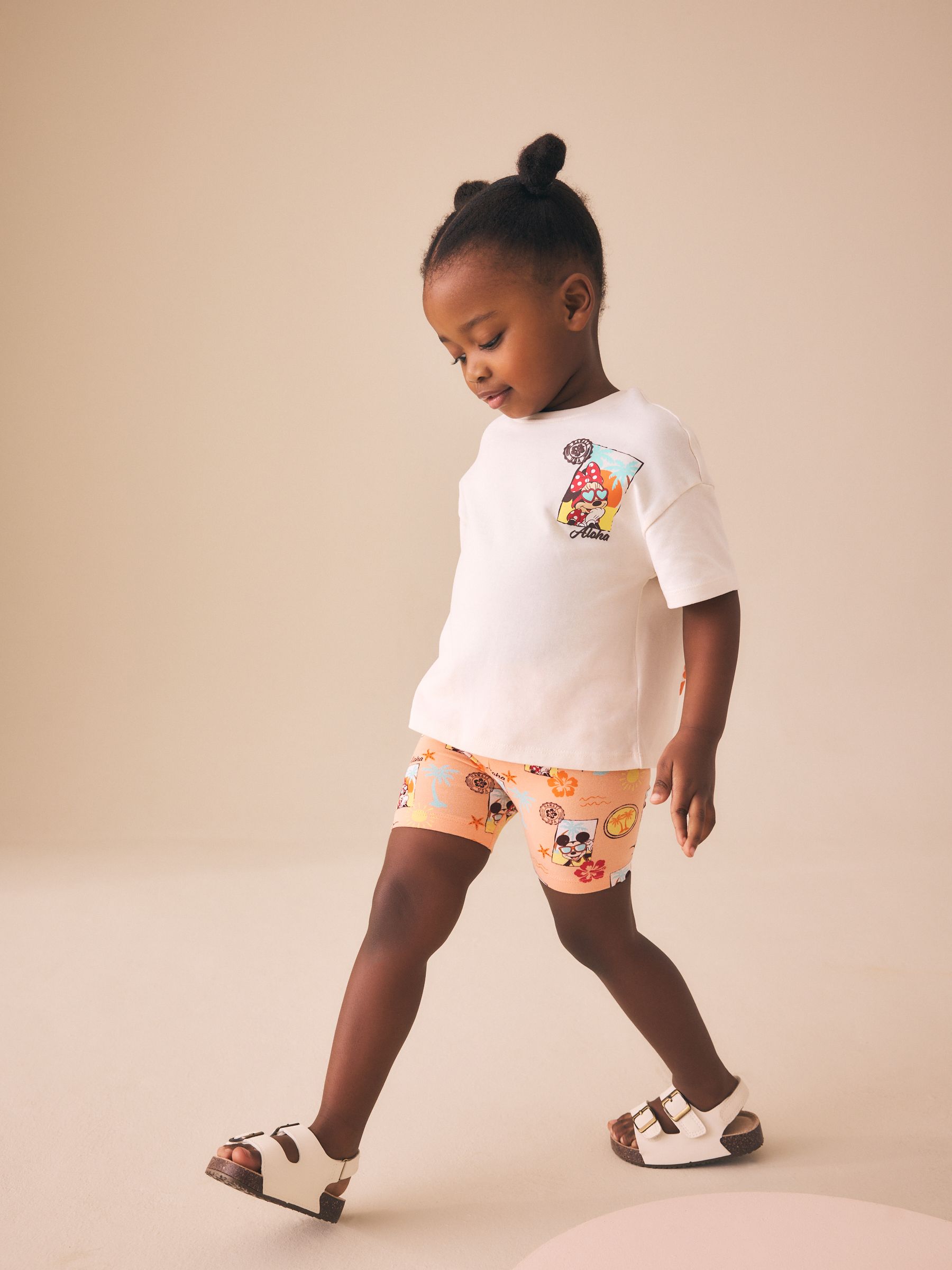 Buy Ecru White Beach Minnie Mouse Cycle Shorts Set (3mths-7yrs