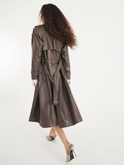 River Island Brown Faux Leather Trench Jacket - Image 2 of 4