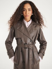 River Island Brown Faux Leather Trench Jacket - Image 4 of 4