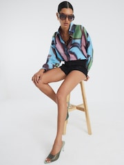 River Island Blue Blur Printed Button Front Shirt - Image 4 of 4