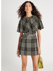 River Island Green Check Belted Cape Dress - Image 2 of 4