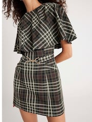 River Island Green Check Belted Cape Dress - Image 4 of 4