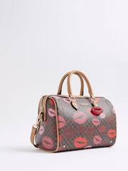 River Island Brown Morgan  Collab Lips Print Bowler Bag - Image 3 of 6