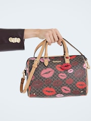 River Island Brown Morgan  Collab Lips Print Bowler Bag - Image 4 of 6