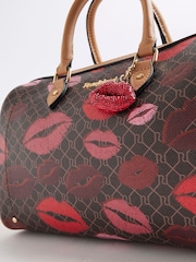 River Island Brown Morgan  Collab Lips Print Bowler Bag - Image 5 of 6
