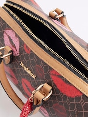 River Island Brown Morgan  Collab Lips Print Bowler Bag - Image 6 of 6
