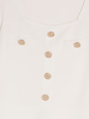River Island White Long Sleeve Button Front Peplum Top - Image 7 of 7