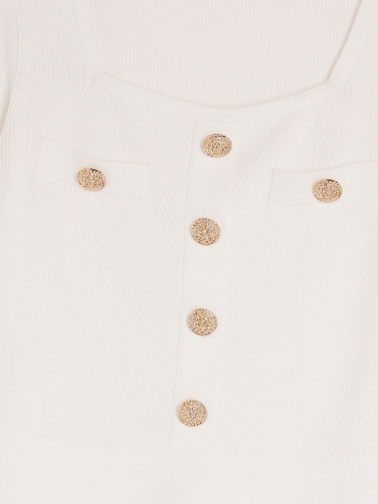 River Island White Long Sleeve Button Front Peplum Top - Image 7 of 7