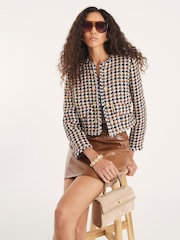River Island Brown Check Boucle Trophy Jacket - Image 1 of 4