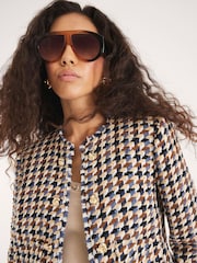 River Island Brown Check Boucle Trophy Jacket - Image 4 of 4