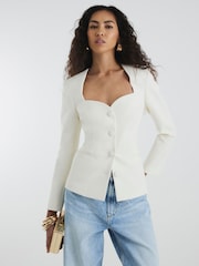River Island Cream Sweetheart Neckline Blazer - Image 1 of 4