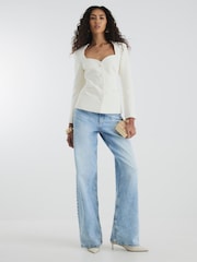 River Island Cream Sweetheart Neckline Blazer - Image 2 of 4