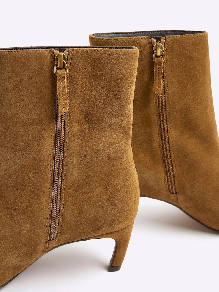 River Island Brown Pointed Toe Kitten Heel Boots - Image 5 of 5