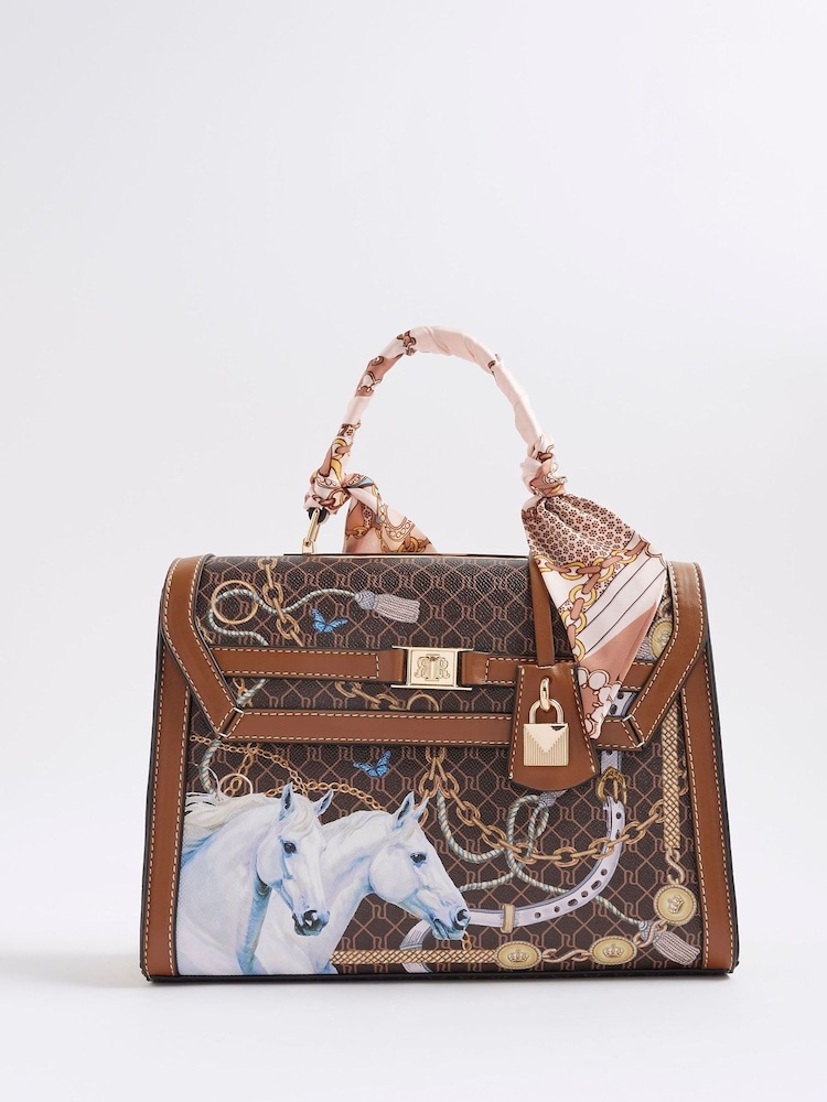 River Island Brown Morgan  Collab Horse Print Tote Bag - Image 1 of 6