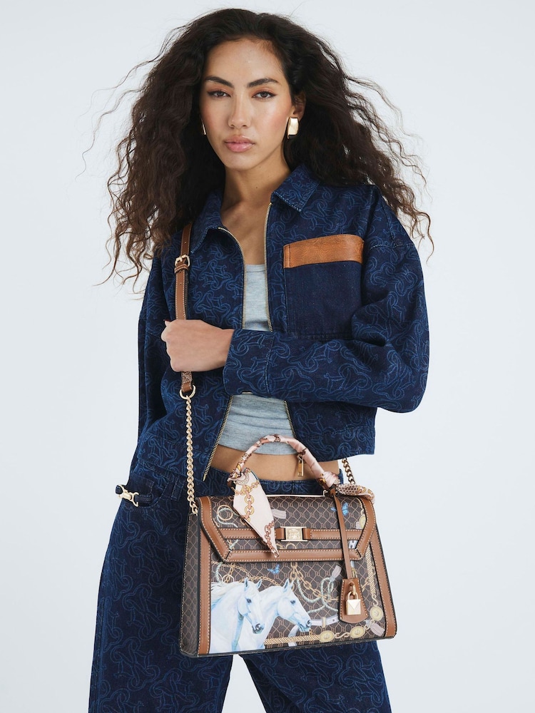River Island Brown Morgan  Collab Horse Print Tote Bag - Image 6 of 6