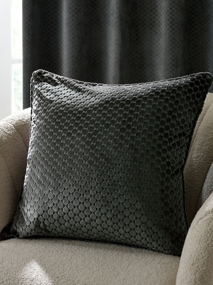 Paoletti Charcoal Crushed Velvet Cushion - Image 1 of 5 Paoletti Charcoal Crushed Velvet Cushion - Image 1 of 5