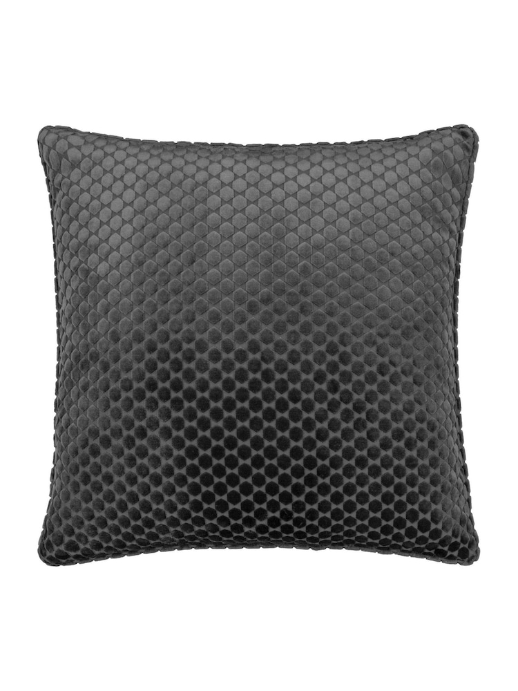 Paoletti Charcoal Crushed Velvet Cushion - Image 2 of 5 Paoletti Charcoal Crushed Velvet Cushion - Image 2 of 5