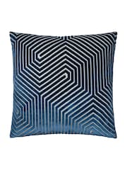 Paoletti Navy Evoke Cut Velvet Cushion - Image 1 of 4