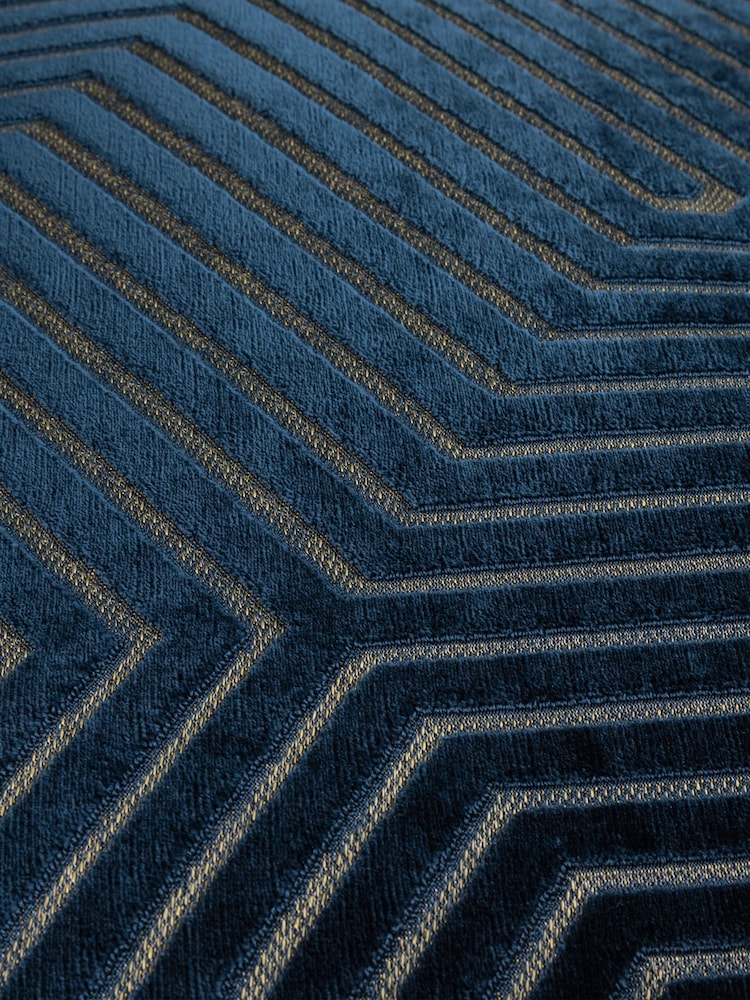 Paoletti Navy Evoke Cut Velvet Cushion - Image 4 of 4 Paoletti Navy Evoke Cut Velvet Cushion - Image 4 of 4