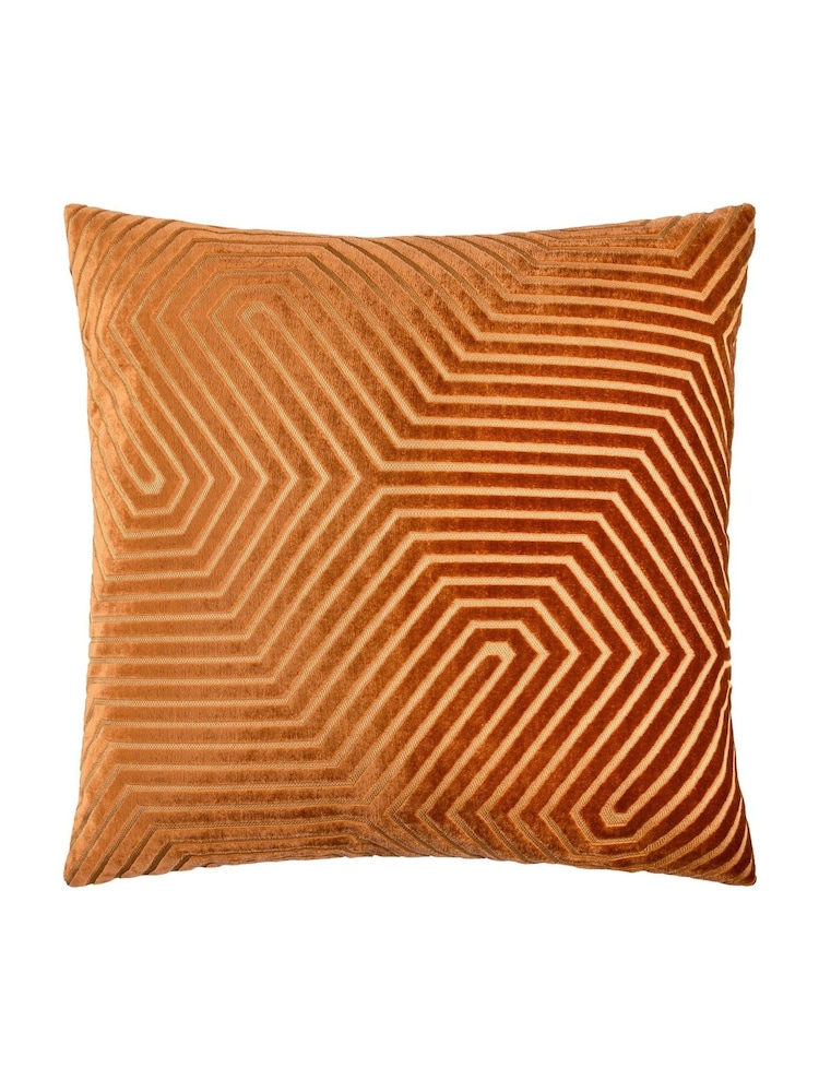Paoletti Brick Evoke Cut Velvet Cushion - Image 1 of 4 Paoletti Brick Evoke Cut Velvet Cushion - Image 1 of 4